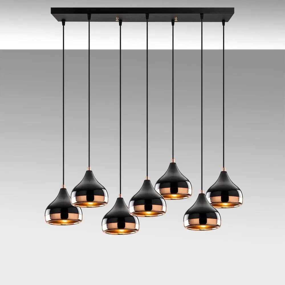 Lampadario nero/color rame con paralume in metallo Yildo – Opviq lights