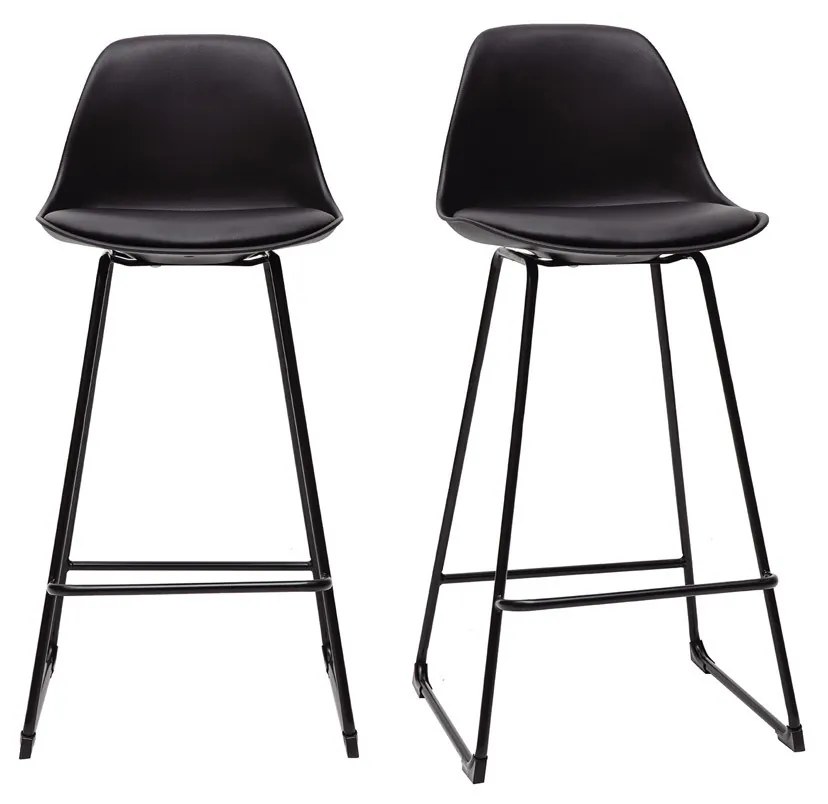 Set di 2 sgabelli da bar design neri piedi metallo FRANZ