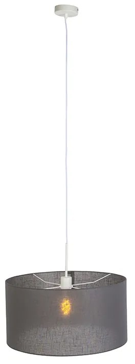 Lampada a sospensione rustica bianca con paralume grigio 50 cm - Combi 1