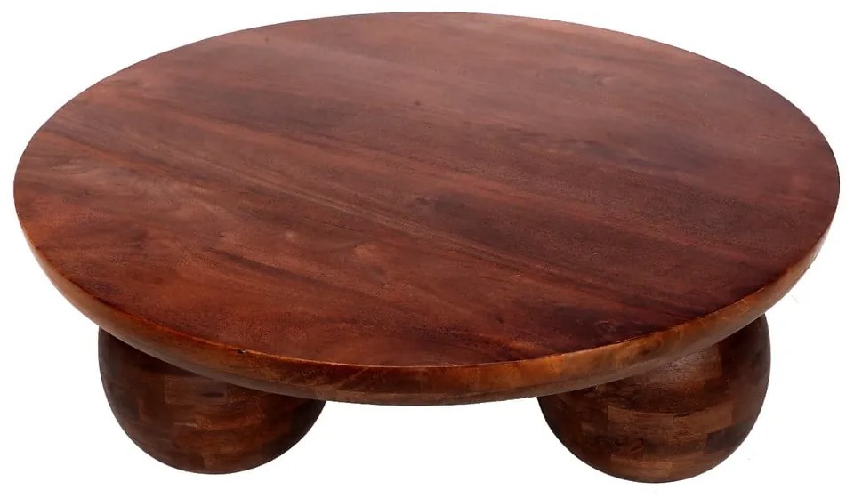 Tavolino da salotto rotondo marrone in mango massiccio ø 100 cm Ailen – MOME