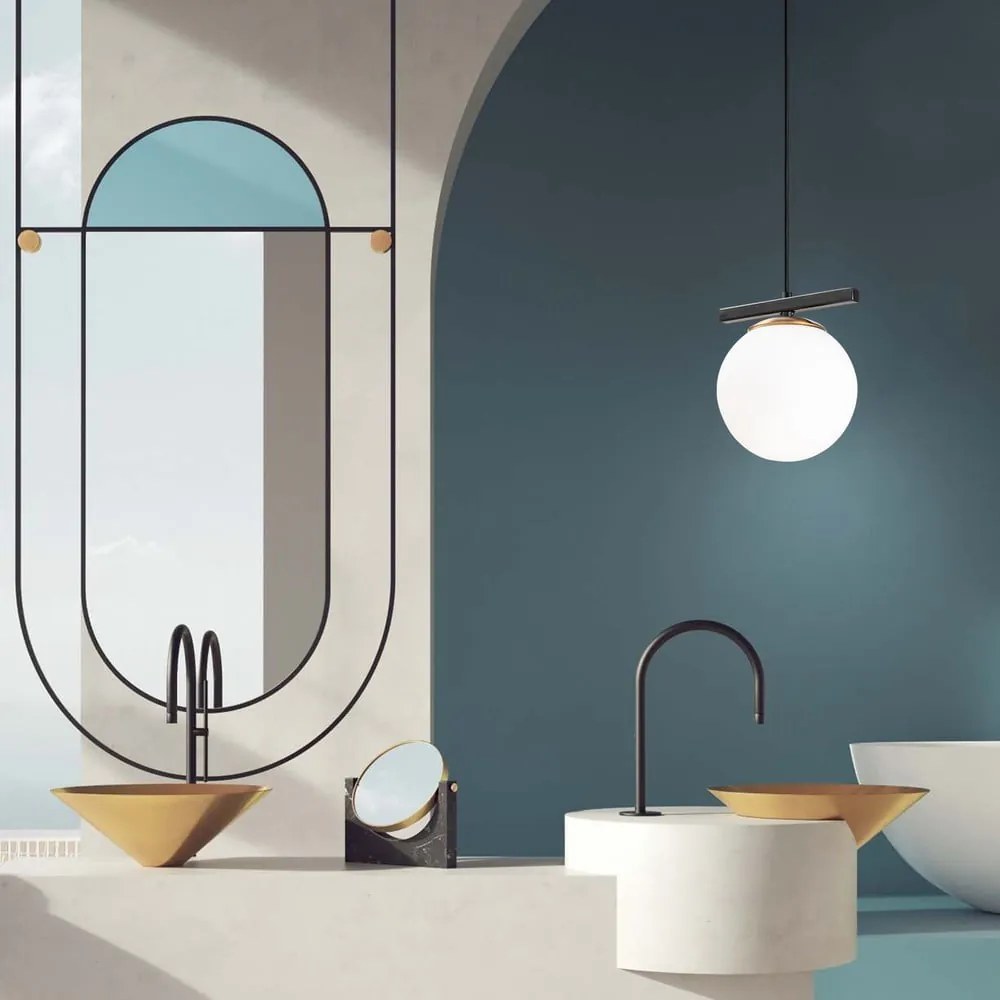 Lampadario bianco/nero con paralume in vetro ø 15 cm Üzüm – Opviq lights