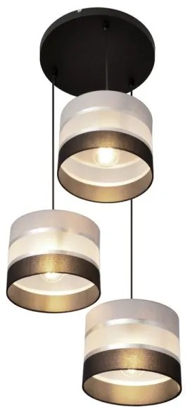 Lampadario a sospensione con filo HELEN 3xE27/15W/230V nero/grigio/argento