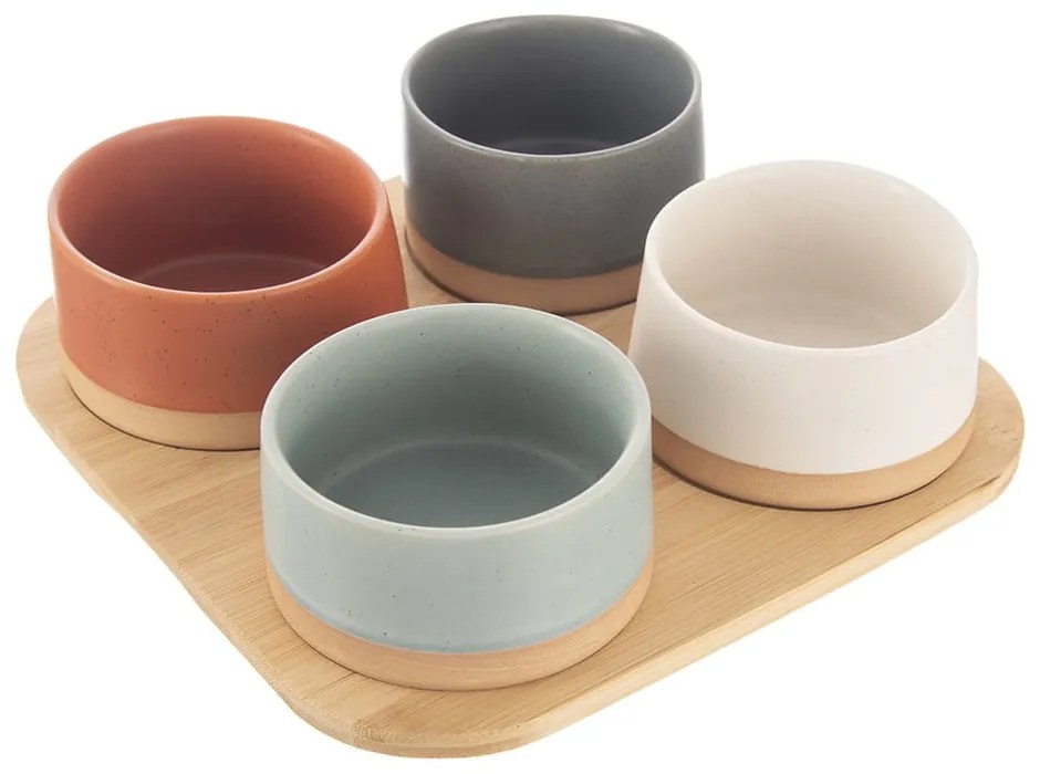 Set da portata in gres di colore naturale 4 pezzi - Orion