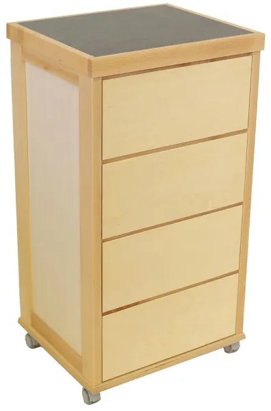 Carrello cassettiera salvaspazio PRESTIGE in faggio e cassetti NATURALE