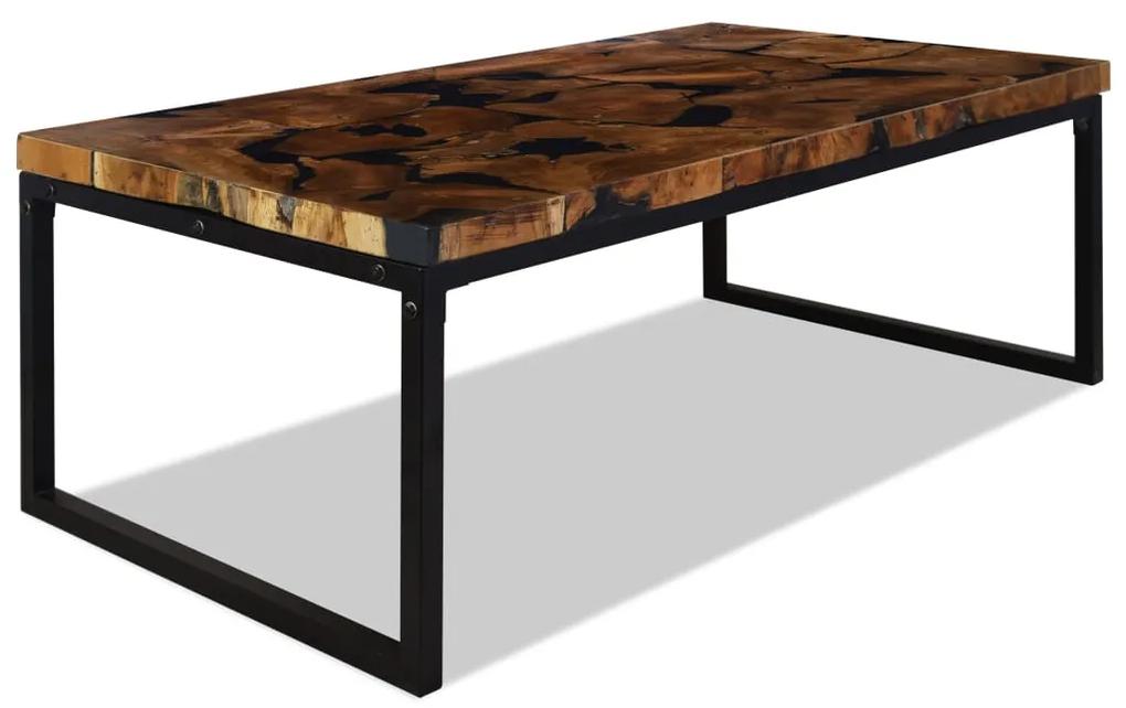 Tavolino da caffè in legno di teak e resina 110x60x40 cm