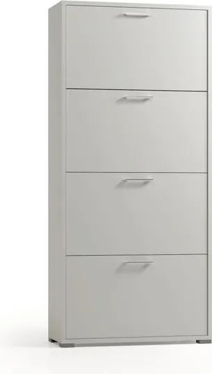 Scarpiera TERRANEO Alby 4 ante apertura a ribalta, L 67 x H 147 x P 28 cm 24 paia, grigio