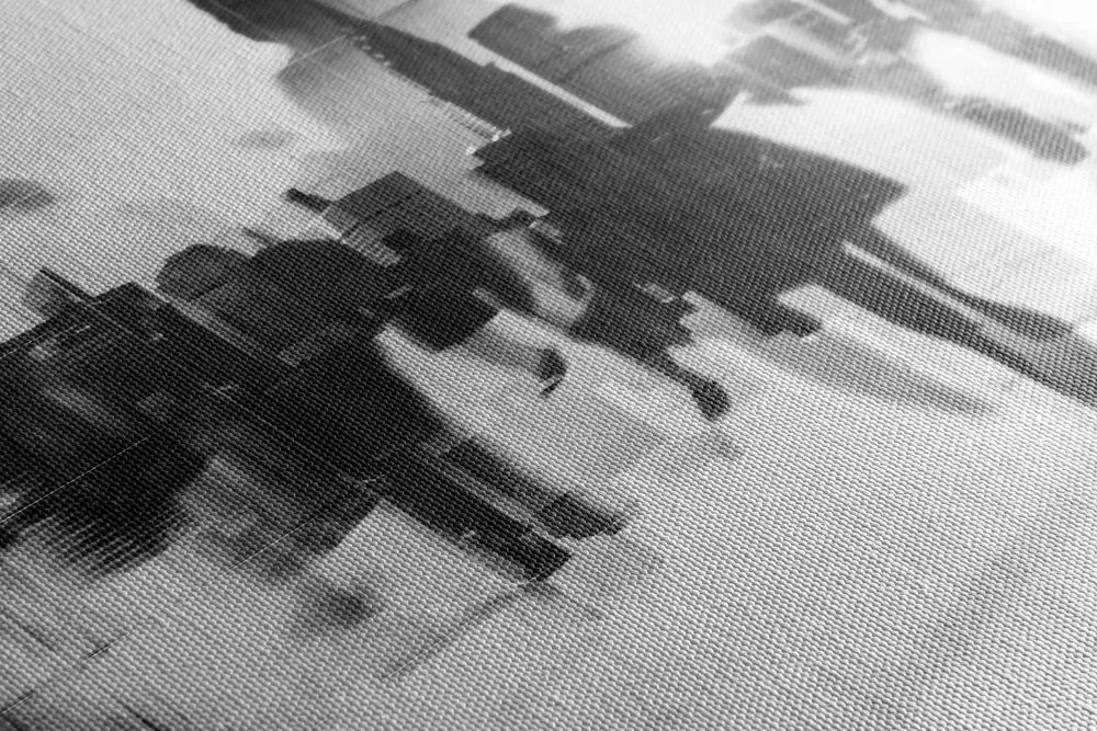 Quadro su tela – Silhouette di persone in metropoli in bianco e nero