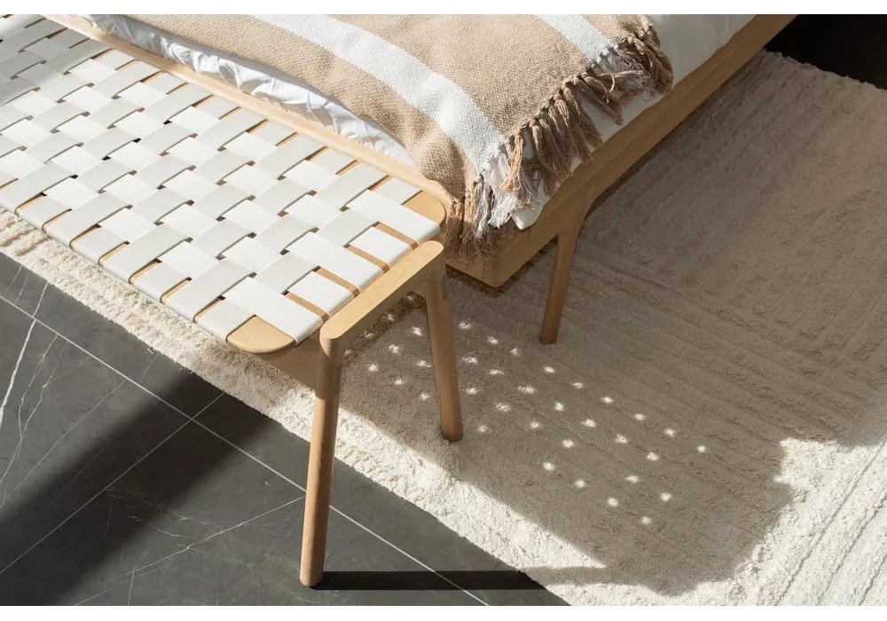 Letto matrimoniale in legno di quercia in colore bianco e naturale 160x200 cm Fawn - Gazzda