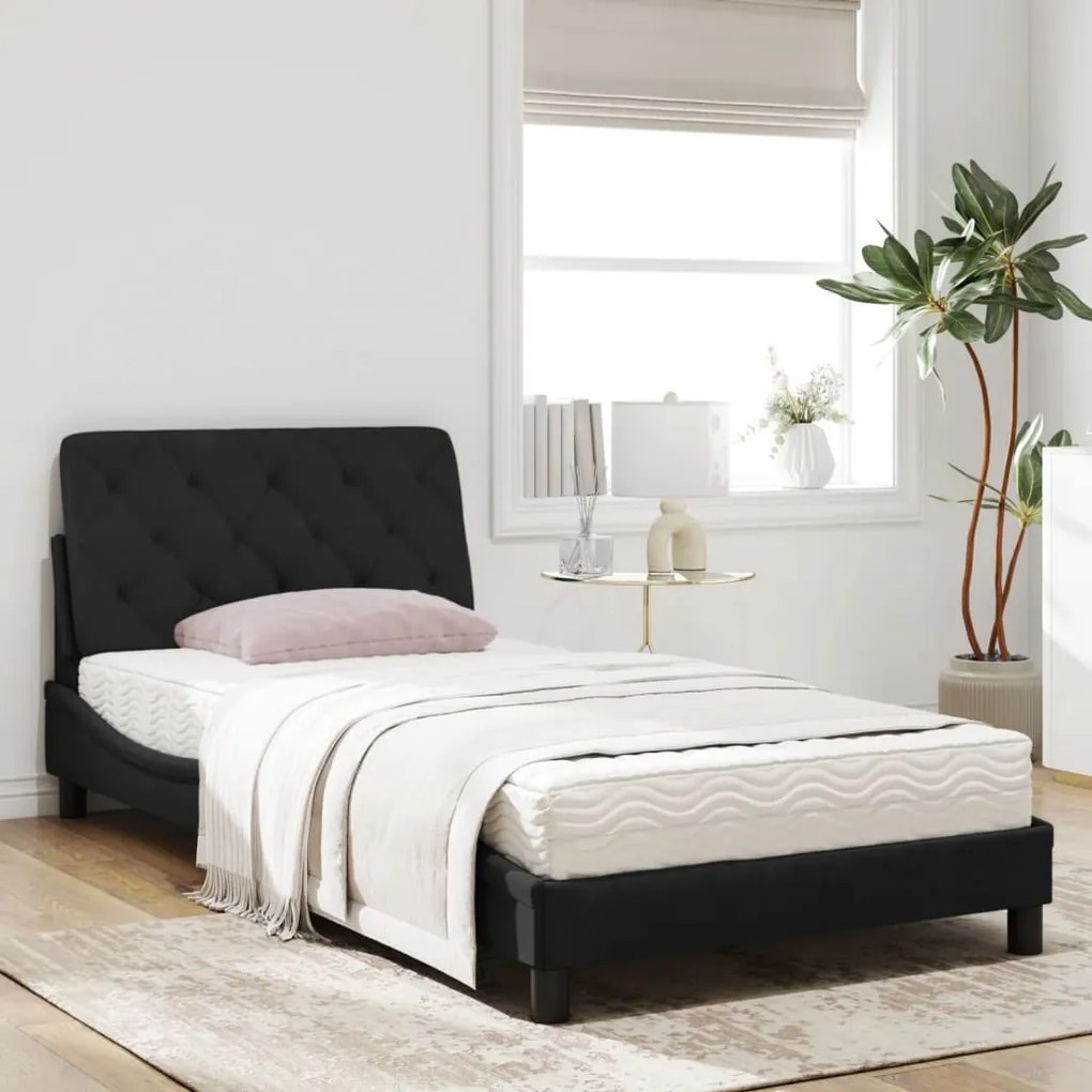 Letto con materasso nero 100x200 cm in velluto