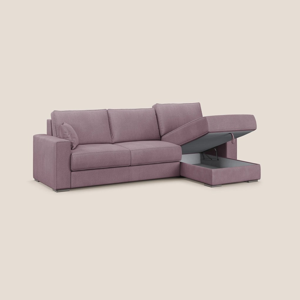 Dream Divano letto angolare in microfibra effetto pelle smacchiabile T15 rosa