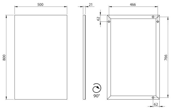 Sapho - Specchio incorniciato AROWANA 50x80, nero opaco