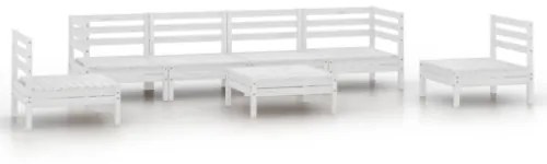 Set Divani da Giardino 7 pz Bianco in Legno Massello di Pino