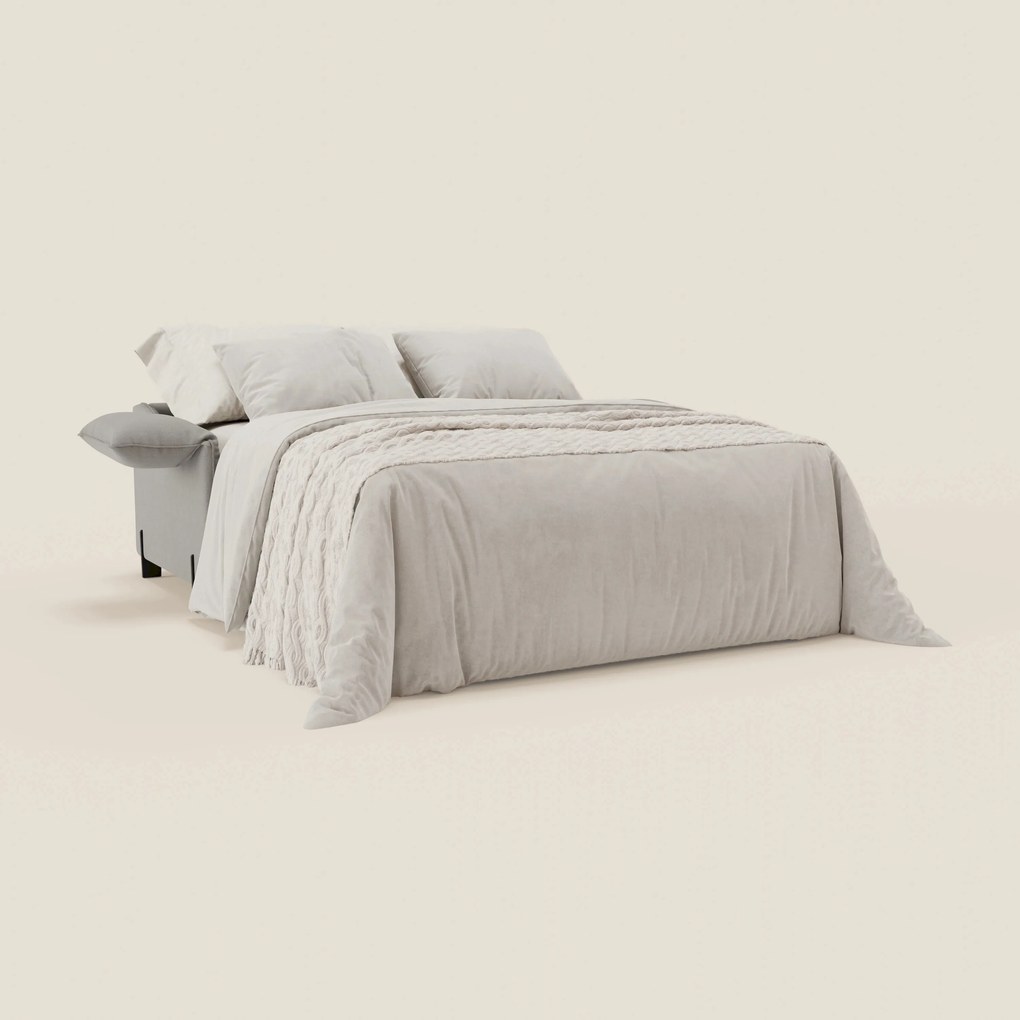 Primula divano letto con materasso alto 18 cm - braccioli mobili e tessuto smacchiabile T05 grigio