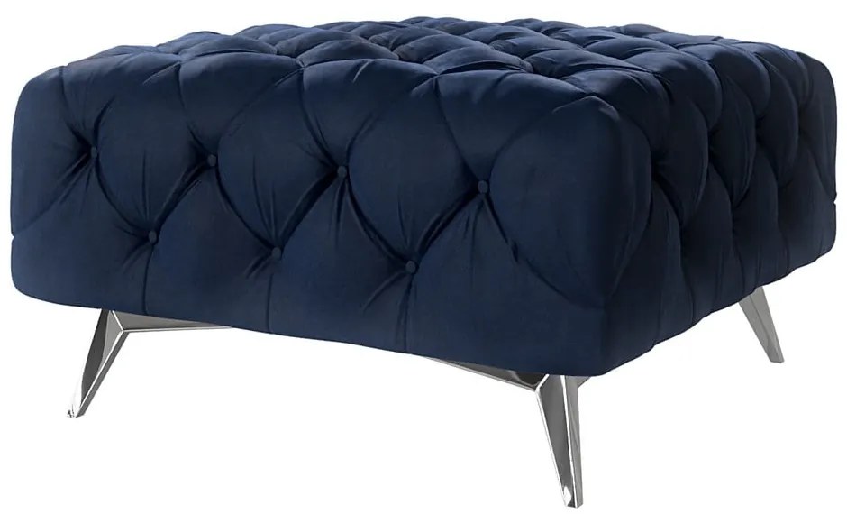 Poggiapiedi blu scuro con rivestimento in velluto Chelsea – Ropez