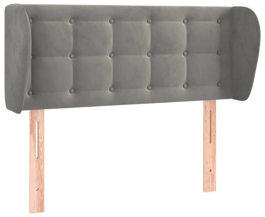 Testiera ad orecchio grigio chiaro 83x23x78/88 cm in velluto