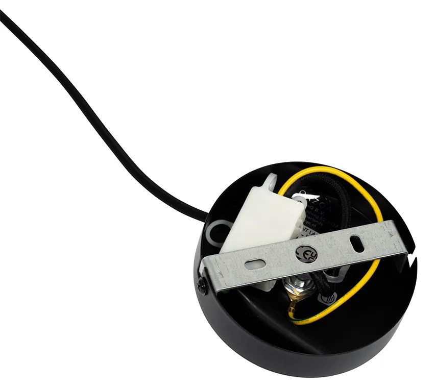 Lampada a sospensione Art Déco nera con vetro fumé - Laura