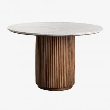 Tavolo da pranzo rotondo in marmo e legno di mango (Ø120 cm) - Sklum