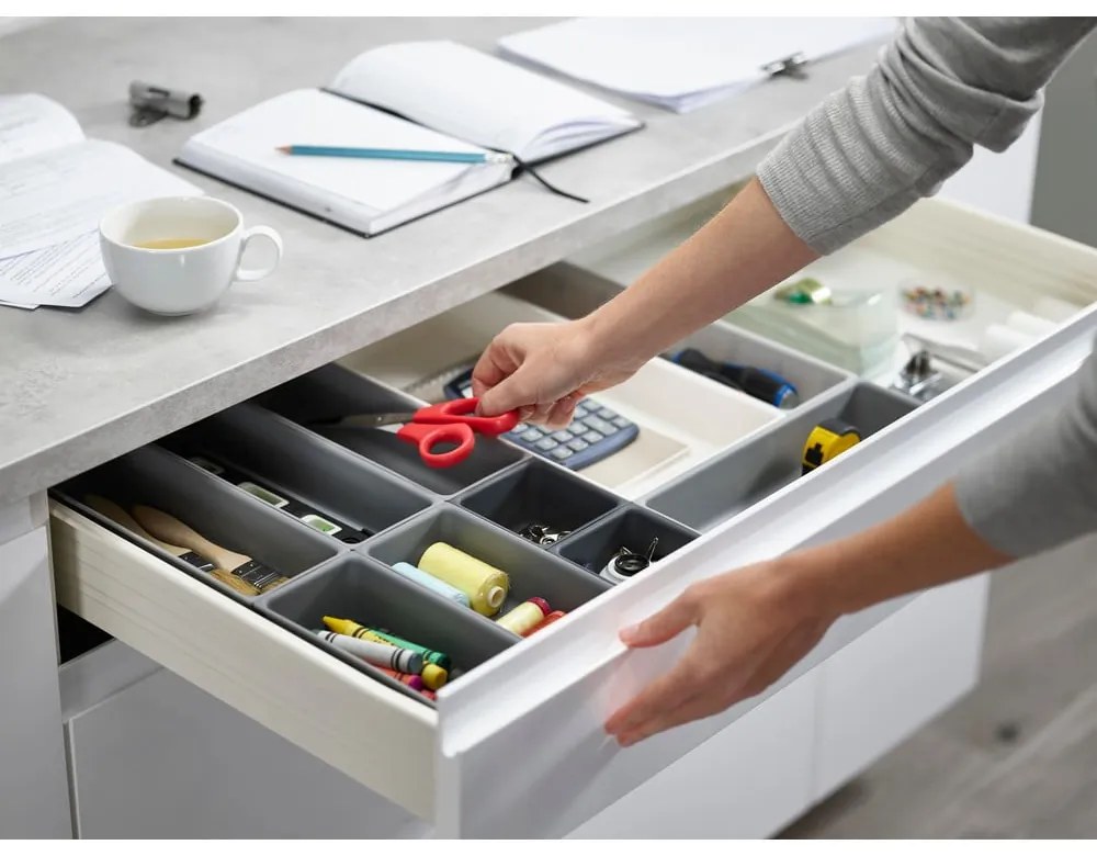 Organizzatore per cassetti variabili grigio Blox - Joseph Joseph