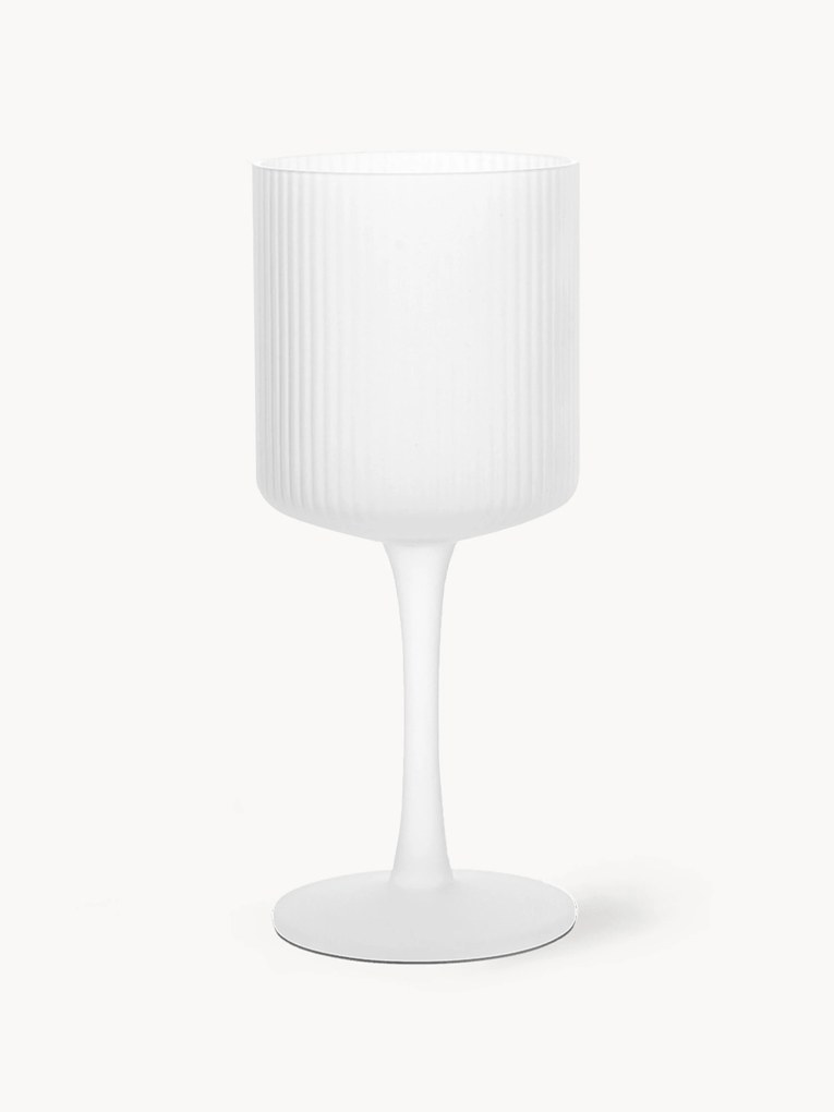 Set di 2 bicchieri da vino bianco in vetro soffiato con scanalatura in rilievo Ripple