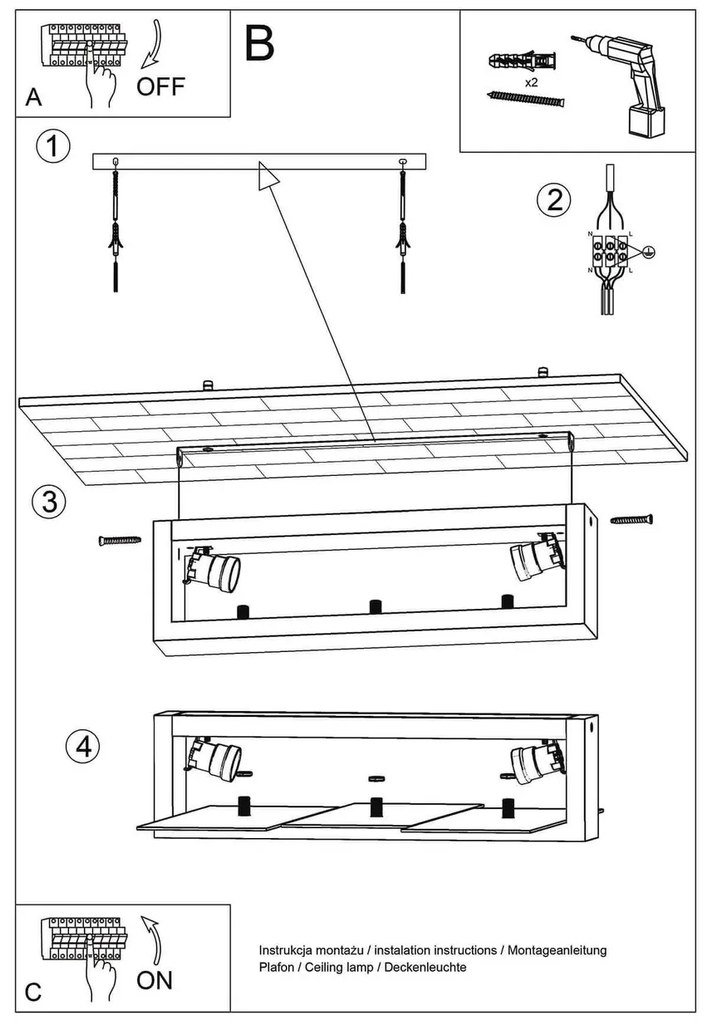 Plafoniera da Soffitto Legno Wenge e Vetro 2xE27 FENIKS 2 da Interno