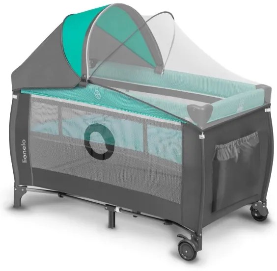 Lionelo - Culla da viaggio SVEN PLUS grigio/turchese