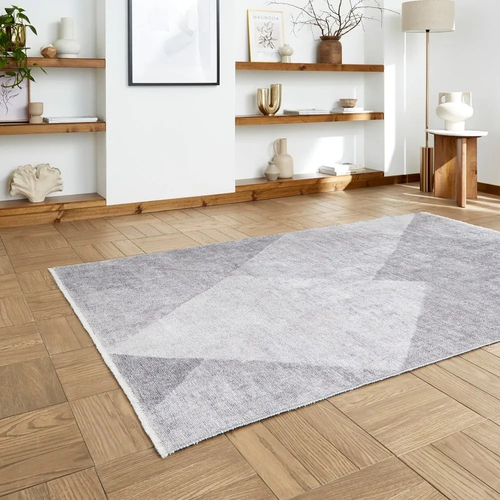 Tappeto in grigio chiaro in misto cotone lavabile 122x170 cm Whisper – Think Rugs