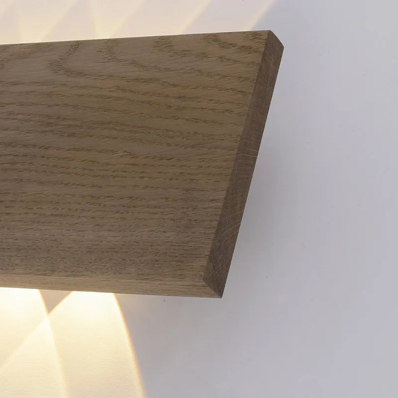 Lampada da parete rustica in legno 32 cm con LED 6 luci - Ajdin