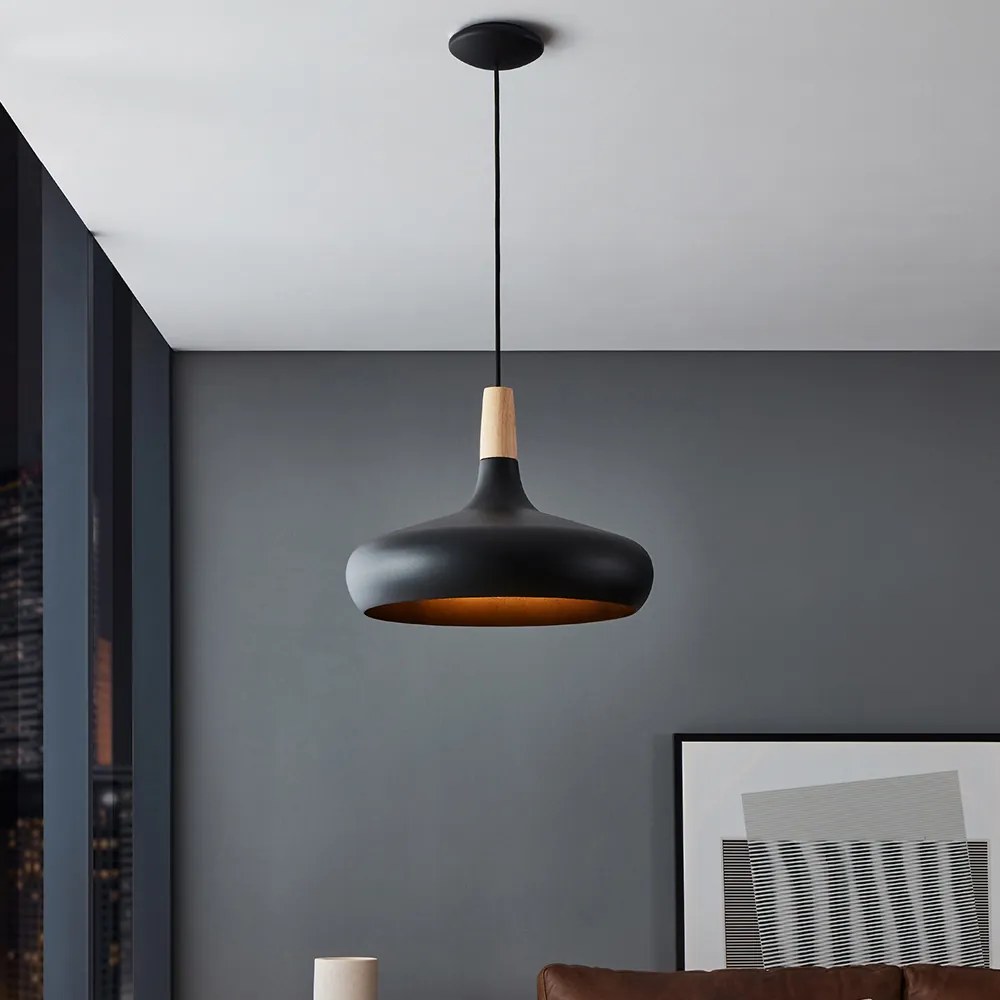 Lampadario Contemporaneo Sabinar Grande 1 Luce Metallo Nero E Marrone