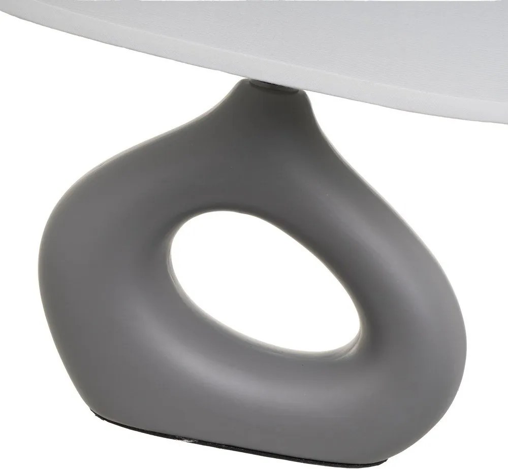 Lampada da tavolo in ceramica bianco-grigia con paralume in tessuto (altezza 30 cm) - Casa Selección