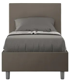 Letto singolo contenitore imbottito 80x200 similpelle cappuccino Adele
