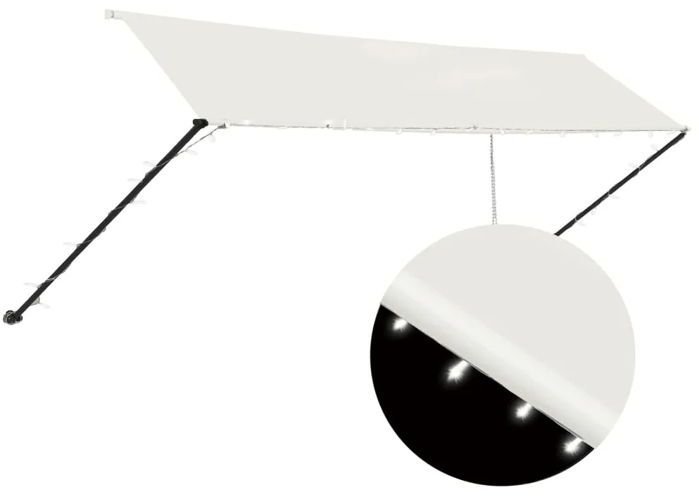 Tenda da Sole Retrattile con LED 400x150 cm Crema