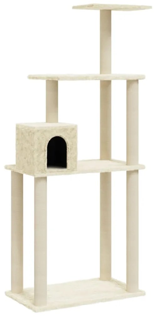 Albero per gatti con tiragraffi in sisal crema 147 cm