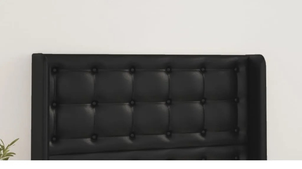 Testiera Ad Orecchio Nera 103x16x118/128 Cm İn Similpelle /