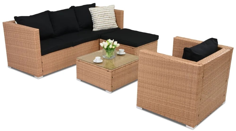 Mobili da giardino in rattan Roma Corner 5 Garden Point miele