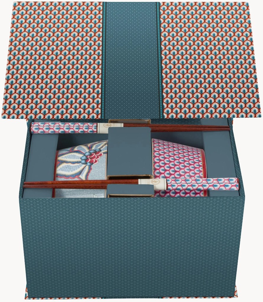 Servizio di piatti Noodle, 2 persone, fiore orientale, set da 4