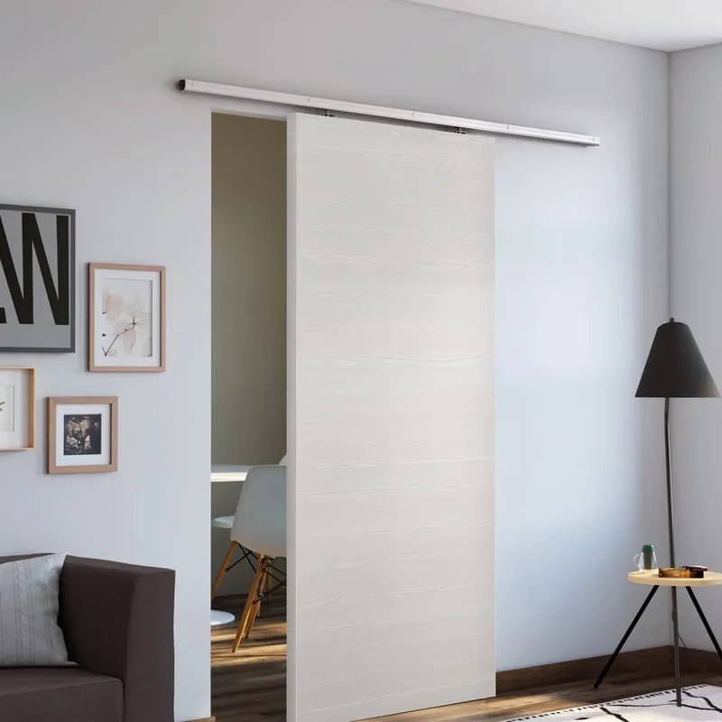 Porta scorrevole reversibile Honey in mdf bianco, L 93 x H 212 cm, con binario Belem