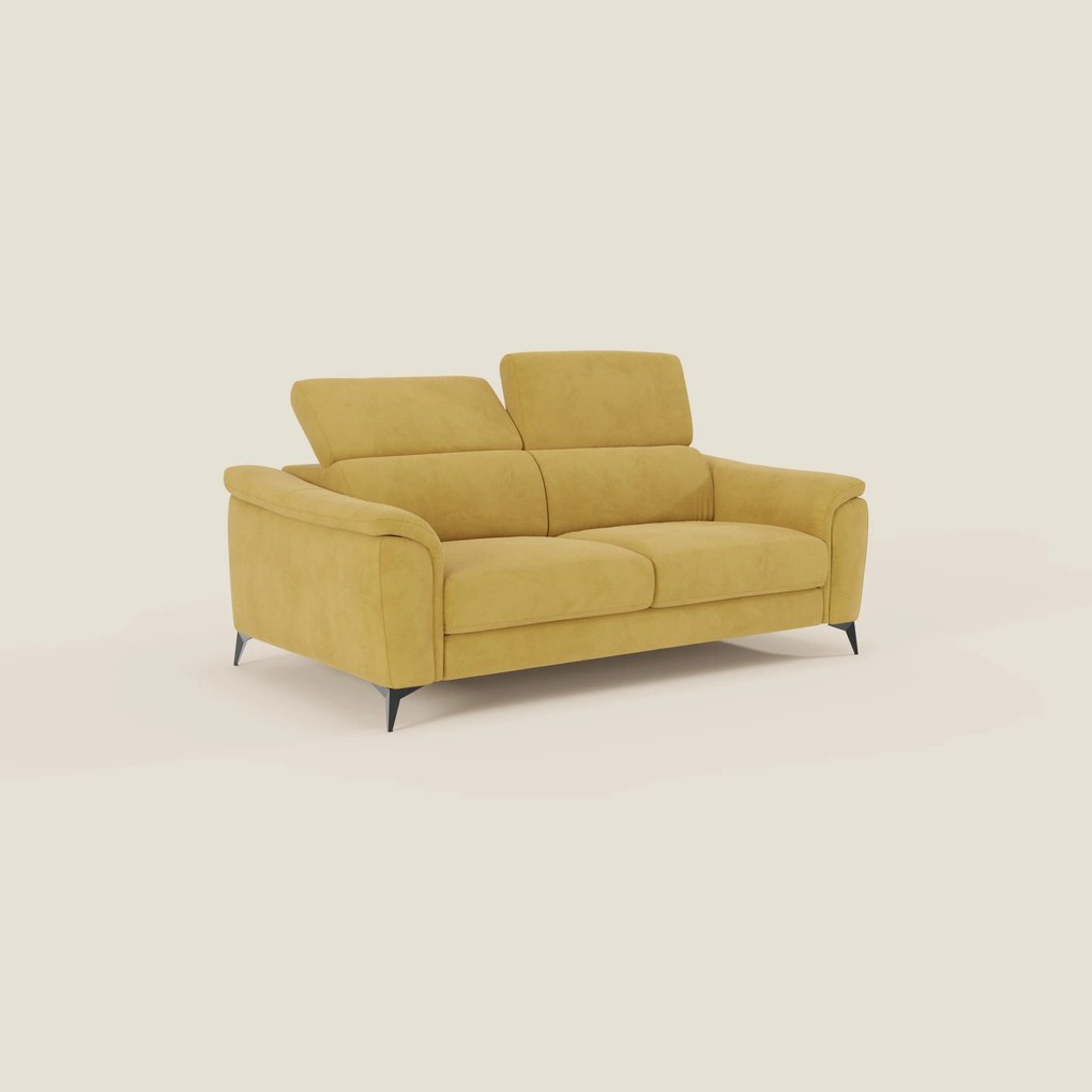 Arcos Divano 3 posti - piedini alti e poggiatesta reclinabili in microfibra impermeabile T11 giallo