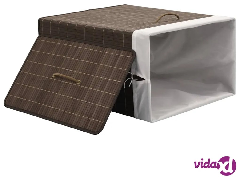 vidaXL Cesto Portabiancheria in Bambù Rettangolare Marrone Scuro