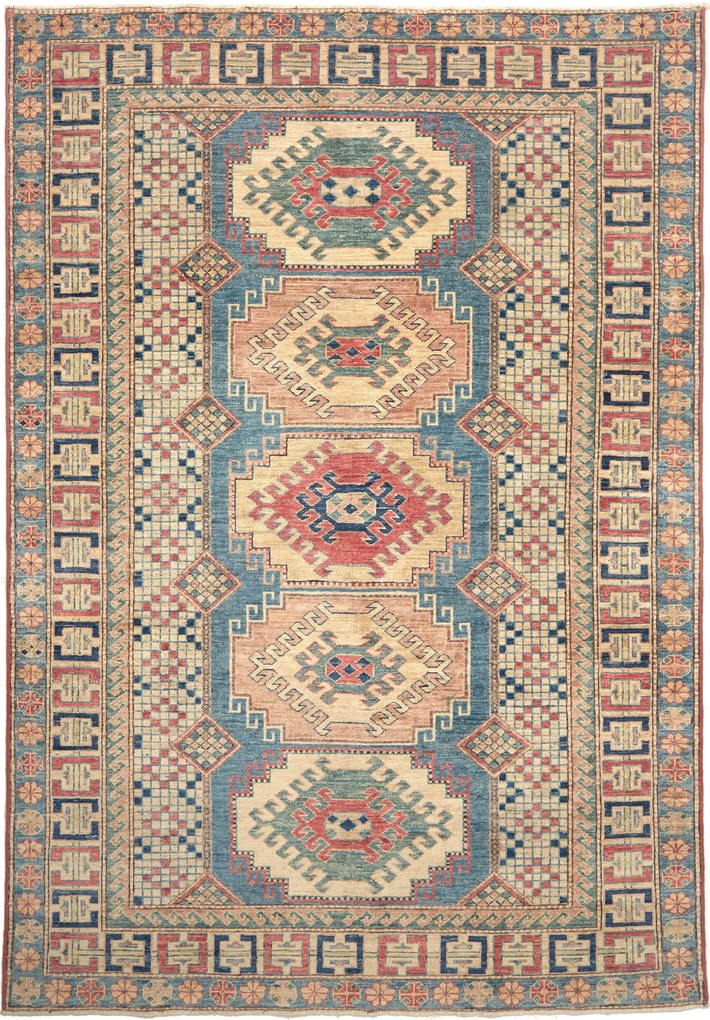 Kazak Tappeto 200 x 150 Blu (Pakistan) Annodato A Mano
