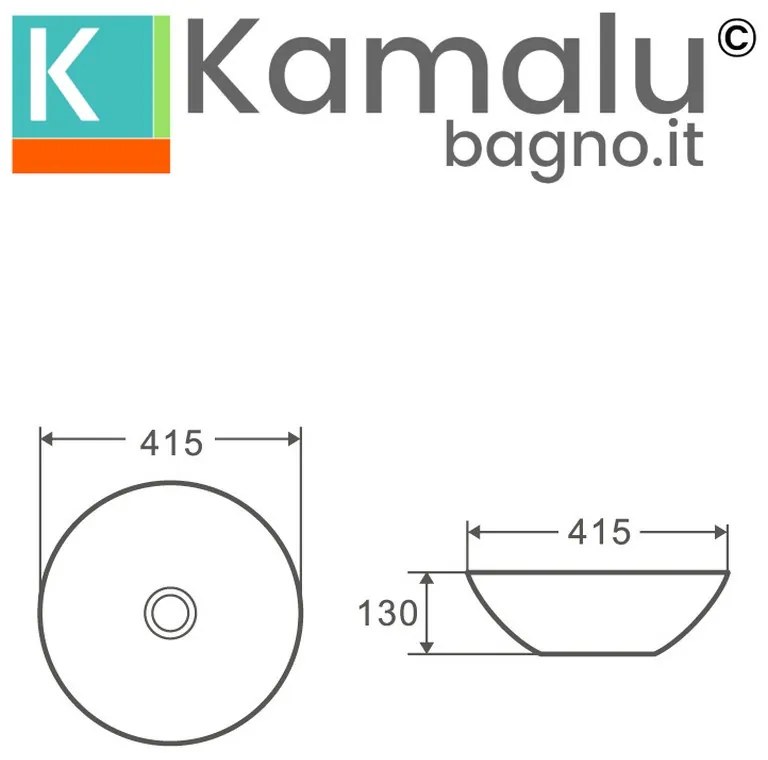 Kamalu - lavabo bagno da appoggio bacinella in ceramica | klit-4150