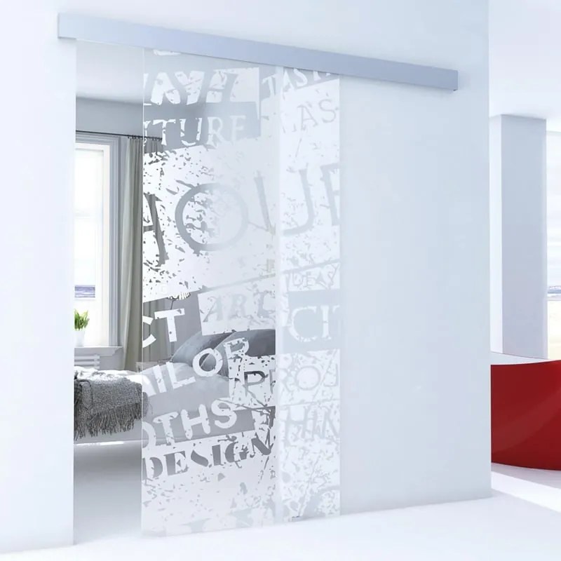 Porta scorrevole reversibile Vogue in alluminio trasparente, L 86 x H 215 cm, con binario Alu/vetro