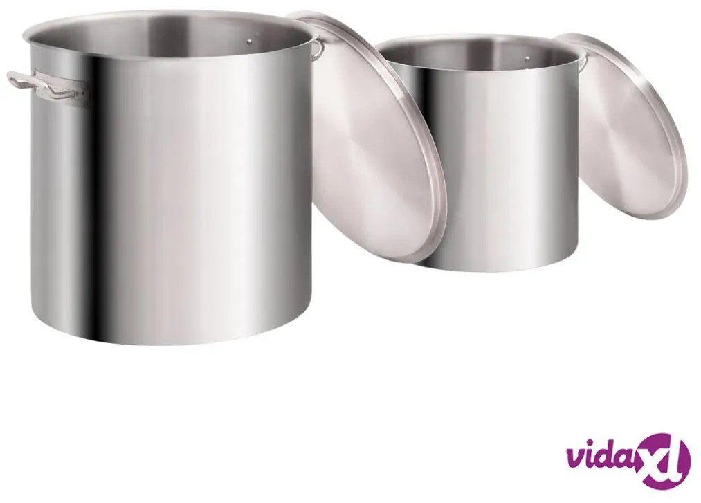 vidaXL Set di Pentole 2 pz 98/50 L in Acciaio Inossidabile