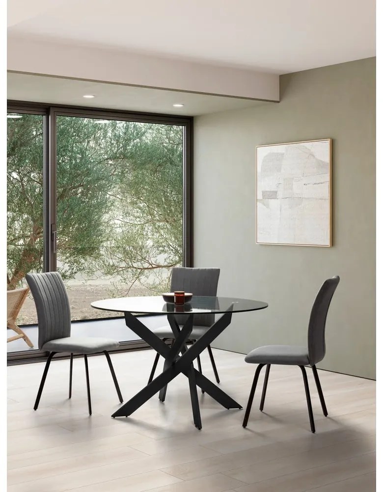 Tavolo da pranzo rotondo con piano in vetro 120x120 cm Ruth - Marckeric