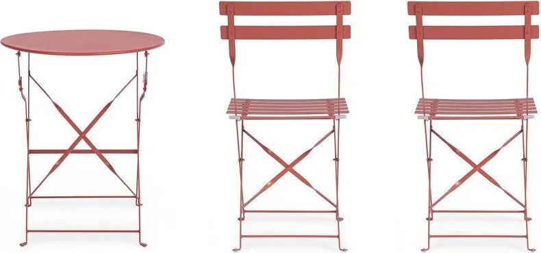 Set da pranzo da giardino color terracotta in acciaio per 2 persone Austin – Bizzotto