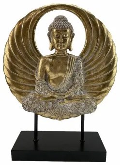 Statua Decorativa DKD Home Decor 25 x 8 x 33 cm Nero Dorato Buddha Orientale