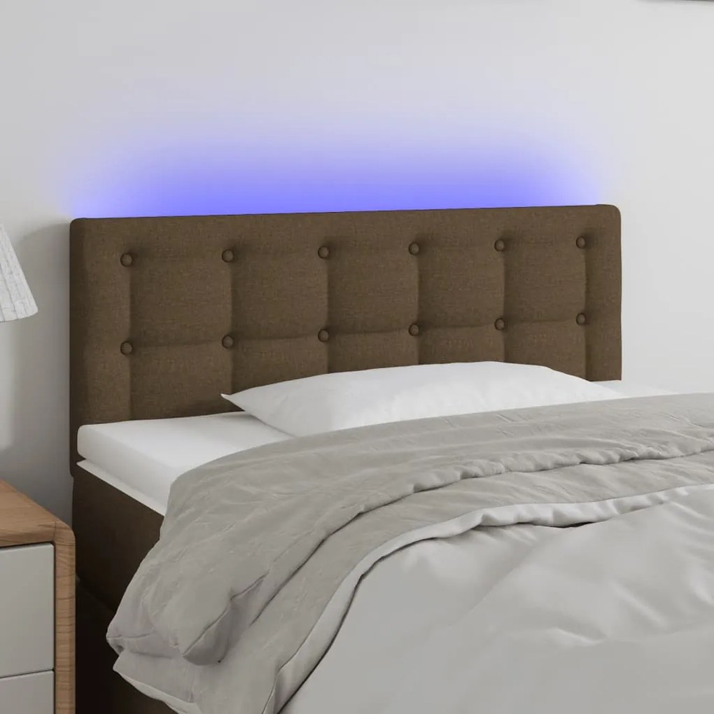 Testiera A Led Marrone Scuro 100x5x78/88 Cm İn Tessuto /