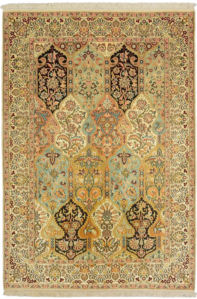 Cashmere Silk Tappeto 180x130 Beige (Indian) Annodato A Mano