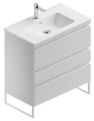 Mobile sottolavabo e lavabo Pull bianco opaco in mdf L 80 x H 56 x P 46 cm 3 cassetti