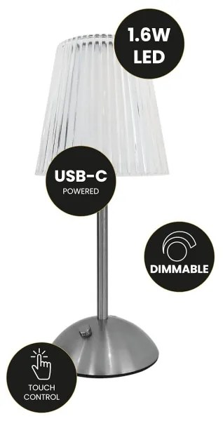 LED Lampada da tavolo ricaricabile touch dimmerabile ELBA LED/1,6W/800 mAh cromo opaco/limpido
