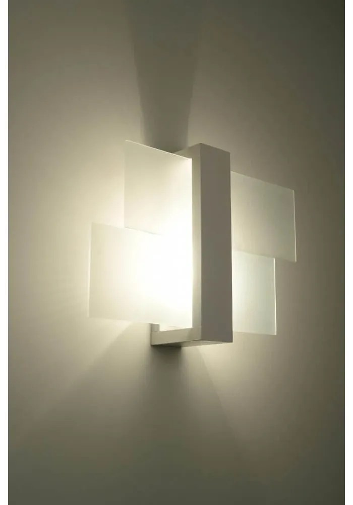 Applique da Soffitto in Legno e Vetro FENIKS 1 E27 Bianca da Interno Colore del corpo Bianco